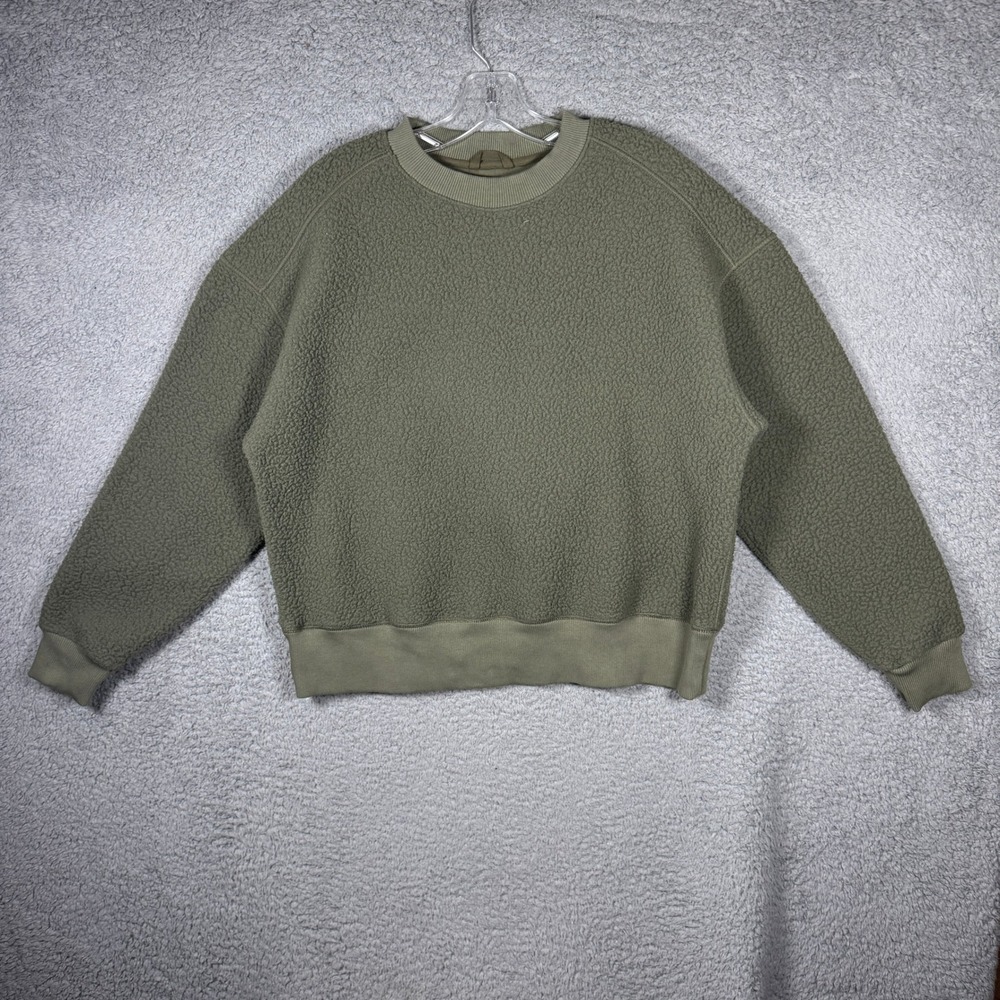 Everlane Renew Fleece Swaearshirt Olive Green Crewneck Medium